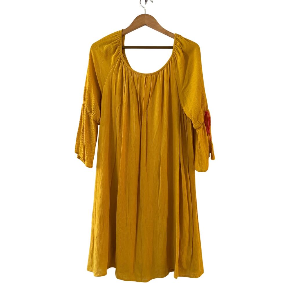 NEW Charming Charlie  Off The‎ Shoulder Dress XL Mustard Yellow Boho Bohemian